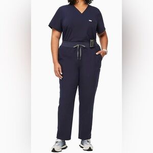 FIGS YOLA Technical Collection High Waisted Navy Blue Scrub Pants. Size XXLT